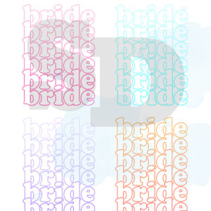 Bride words designs in four colours